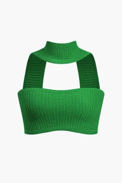Basic Solid Ribbed Knit Crop Tank Top