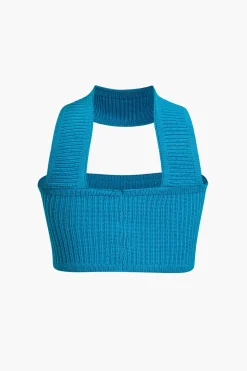 Basic Solid Ribbed Knit Crop Tank Top