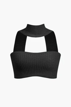 Basic Solid Ribbed Knit Crop Tank Top