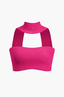 Basic Solid Ribbed Knit Crop Tank Top