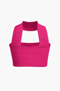 Basic Solid Ribbed Knit Crop Tank Top