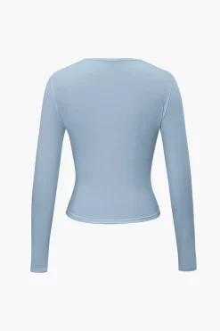 Basic Solid Round Neck Long Sleeve Top