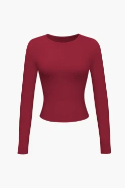 Basic Solid Round Neck Long Sleeve Top