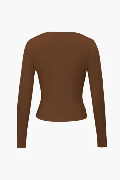 Basic Solid Round Neck Long Sleeve Top