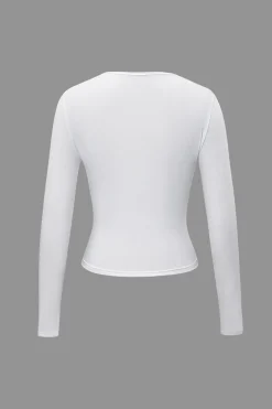 Basic Solid Round Neck Long Sleeve Top