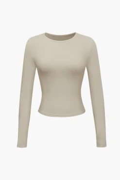 Basic Solid Round Neck Long Sleeve Top