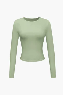 Basic Solid Round Neck Long Sleeve Top
