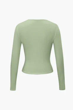 Basic Solid Round Neck Long Sleeve Top