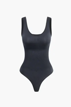 Basic Solid Round Neck Sleeveless Bodysuit