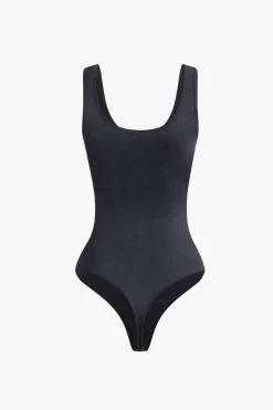 Basic Solid Round Neck Sleeveless Bodysuit