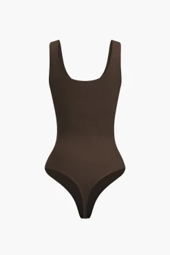 Basic Solid Round Neck Sleeveless Bodysuit