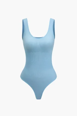 Basic Solid Round Neck Sleeveless Bodysuit