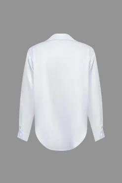 Basic Solid Satin Long-Sleeve Shirt