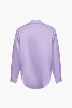 Basic Solid Satin Long-Sleeve Shirt