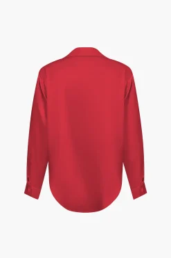 Basic Solid Satin Long-Sleeve Shirt