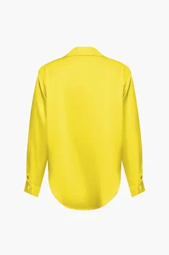 Basic Solid Satin Long-Sleeve Shirt