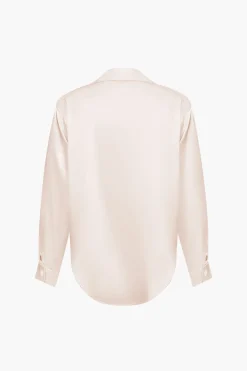 Basic Solid Satin Long-Sleeve Shirt