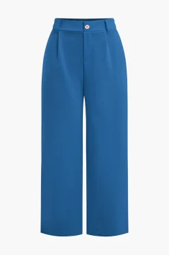 Basic Solid Sleeveless Top And Straight Leg Pants Set