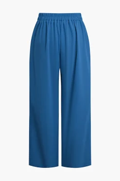 Basic Solid Sleeveless Top And Straight Leg Pants Set