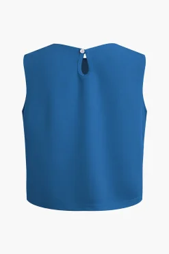 Basic Solid Sleeveless Top And Straight Leg Pants Set