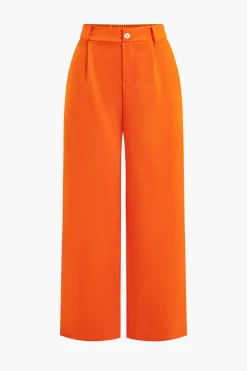 Basic Solid Sleeveless Top And Straight Leg Pants Set