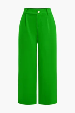Basic Solid Sleeveless Top And Straight Leg Pants Set