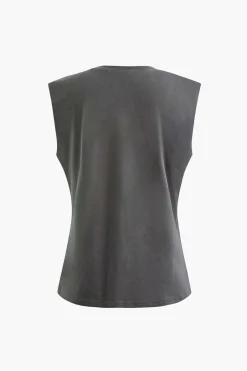 Basic Solid Sleeveless T-shirt