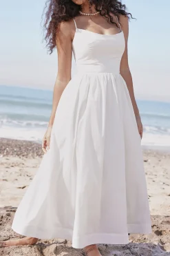Basic Solid Slip Midi Dress