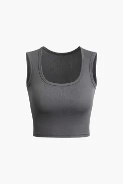 Basic Solid Square Neck Tank Top