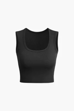 Basic Solid Square Neck Tank Top