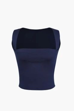 Basic Square Neck Cropped Tank Top