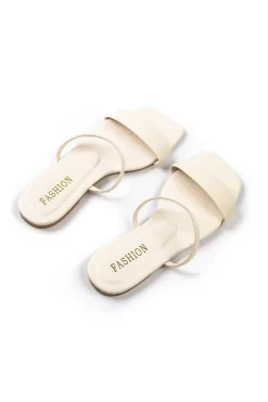Basic Square Toe Flat Slide Sandals