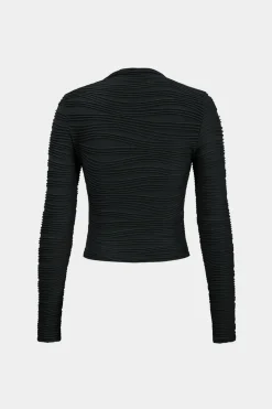 Basic Textured Long-Sleeve Top