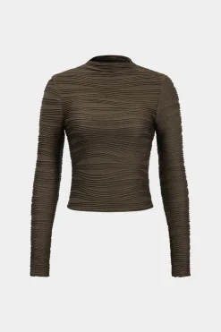 Basic Textured Long-Sleeve Top