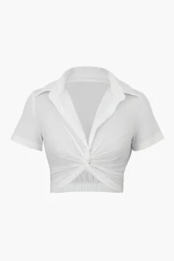 Basic Twist Detail Cropped Shirt