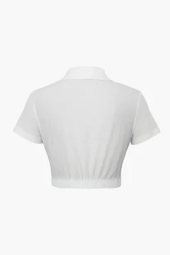 Basic Twist Detail Cropped Shirt