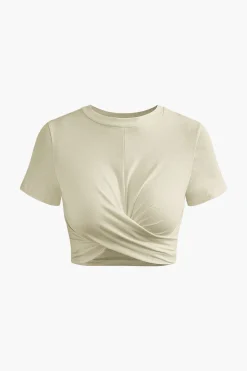 Basic Twist Hem Crop T-shirt