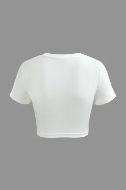 Basic Twist Hem Crop T-shirt