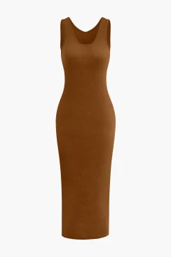 Basic V-neck Sleeveless Maxi Dress And Hooded Crop Sweatshirt Set