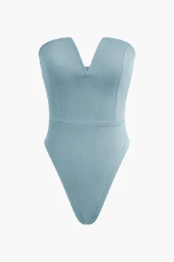 Basic V-neck Strapless Bodysuit