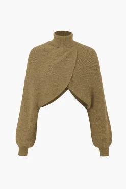 Batwing Sleeve Turtleneck Crop Sweater