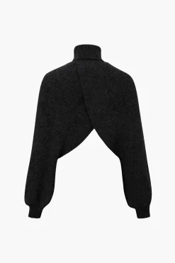 Batwing Sleeve Turtleneck Crop Sweater