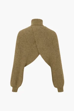 Batwing Sleeve Turtleneck Crop Sweater