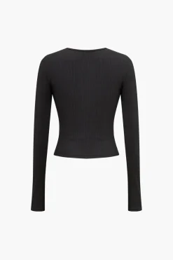 Bead Detail Cut Out Long Sleeve Top