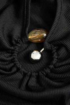 Bead Detail Cut Out Long Sleeve Top