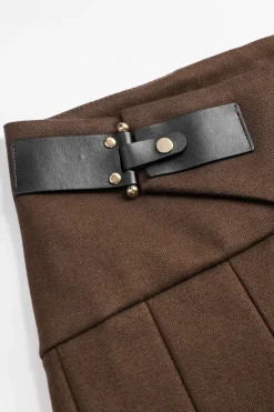 Belted Pleated High Waist Skirt