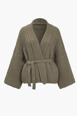 Belted V-neck Sweater Cardigan