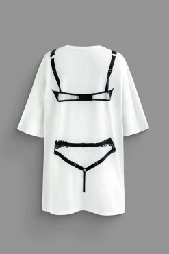 Bikini Print Round Neck Mini T-shirt Dress