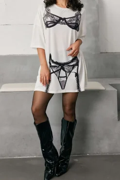 Bikini Print Round Neck Mini T-shirt Dress