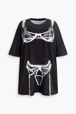 Bikini Print Round Neck Mini T-shirt Dress